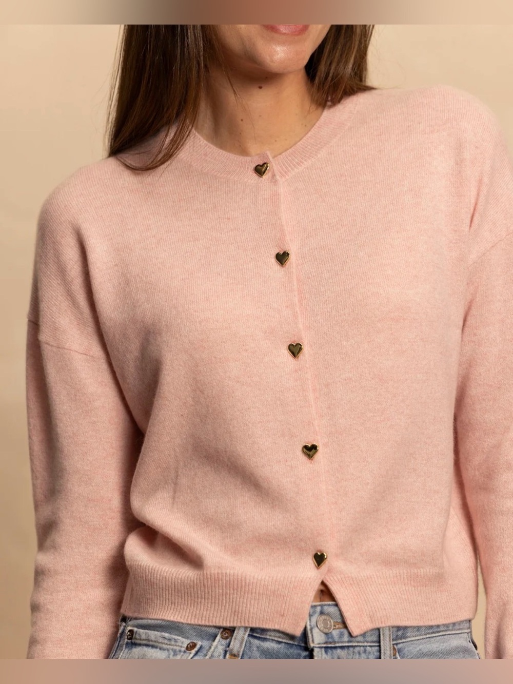 27 Miles Malibu Chiara 100% Cashmere Heart Button Cardigan Pink L NWOT - Picture 6 of 10